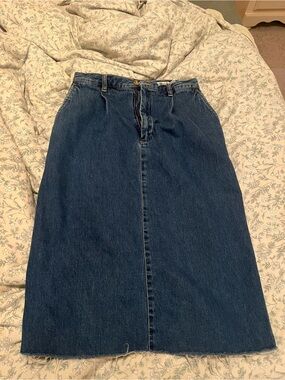 Eddie Bauer Dark Blue Denim Midi Skirt
